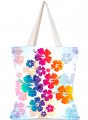 Colorful Hibiscus Printed Cotton Tote Bag
