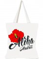 "Aloha Hawaii" Red Hibiscus Cotton Tote Bag