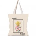 "Aloha Hawaii" Pineapple Canvas Tote Bag 13.5X15.5" (35x40cm)