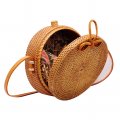 Handwoven Natural Round Rattan Straw Handbag Purse Crossbody Bag