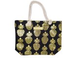 Gold Pineapple On Black Bag w/Zipper 17x12x4" 25/box, MOQ-4