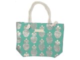 Silver Pineapple Turquoise Bag w/Zipper 17x12x4" 25/box, MOQ-4