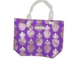 Silver Pineapple On Purple Bag w/Zipper 17x12x4" 25/box, MOQ-4