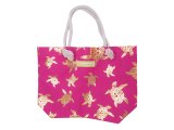 Gold Turtle On Hot Pink Bag w/Zipper 17x12x4" 25/box, MOQ-4