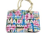 "Maui" Hibiscus Floral Beach Tote w/Zipper 17x12x4", 25/Box, MOQ