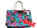 Hibiscus Flower Beach Tote Bag w/Zipper 17x12x4", 25/Box, MOQ-4