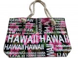 "Hawaii" Hibiscus Floral Beach Tote w/Zipper 17x12x4", 25/Box, M