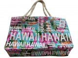 "Hawaii" Hibiscus Floral Beach Tote w/Zipper 17x12x4", 25/Box, M