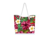 Tropical Floral Beach Tote Bag w/ Zipper 17x12x4", 25/Box, MOQ-4