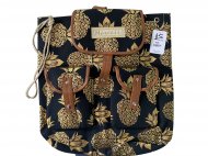 "Hawaii" Metallic Gold Pineapple Print On Black Backpack