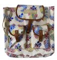 "Hawaii" Rainbow Metallic Pineapple Print On Cream Backpack