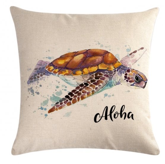 Hawaii Turtle Print Cushion Pillow Case 18"x18"(45cm) - Click Image to Close