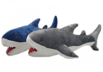 25cm-10" Grey Plush Stuffed Shark, 25/Box, MOQ-4