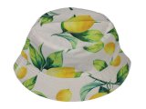 Lemon Print on White Bucket Hat