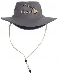 "Hawaii" Island Map Embroidered Grey Dry Fit Travel Ranger Hat