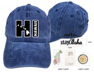 HI, Hawaii-Stay Aloha, Blue Cotton Cap, 6pcs/bag
