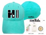 HI, Hawaii-Stay Aloha, Teal Cotton Cap, 6pcs/bag