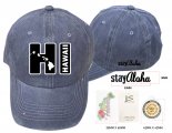 HI, Hawaii-Stay Aloha, Grey Cotton Cap, 6pcs/bag