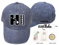 HI, Hawaii-Stay Aloha, Grey Cotton Cap, 6pcs/bag