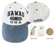 Hawaii 1959-Stay Aloha, Blue and White Cotton Cap