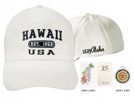 Hawaii 1959-Stay Aloha, White Cotton Cap, 6pcs/bag