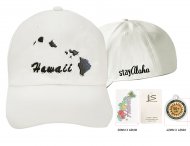 Hawaii Island-Stay Aloha, White Cotton Cap, 6pcs/bag