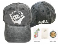 HI Map Shaka-Stay Aloha, Charcoal Cotton Cap, 6pcs/bag