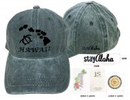 Hawaii Map & Turtle-Stay Aloha, Olive / Sage Cotton Cap, 6pcs