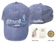 Hawaii Pineapple Aloha-Stay Aloha, Grey Cotton Cap, 6pcs/bag