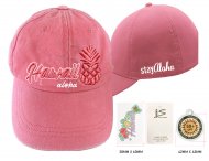 Hawaii Pineapple Aloha-Stay Aloha, Pink Cotton Cap, 6pcs/bag