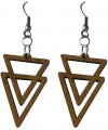 45mm Wood Carved Double Triangle Shape Dangle Earrings