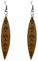 50mm Wood Carved Triangle Patten Leaf Shape Dangle Earrings