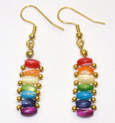Multi Color Flat Mother of Pearl Earring