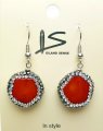 Red Coral Earring w/ Cyrstal