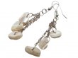 Three Crazy Shape White MOP Shell On Chain Dangle Earrings
