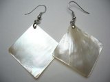 30mm Square White Mother of Pearl Earring