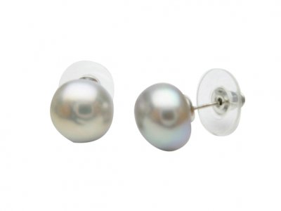 10-11mm Silver Grey Fresh Water Pearl-Post Earring