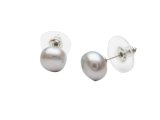 8mm Silver Grey Fresh Water Pearl-Post Earring