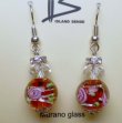 DCI-Red Murano Glass with flower design Dangling Earring