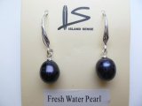 10-12mm Black Rice Fresh Water Pearl Earring