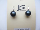 8-9mm Black Fresh Water Pearl Earring