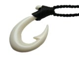 23mm x 36mm Buffalo Bone Fish Hook w/ Black Adjustable Cord