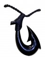 Black Buffalo Bone fish hook w/ Black adjustable cord