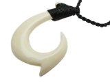 Buffalo Bone Fish Hook w/ Black Adjustable Cord