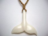 White Bone Whale Tail with Brown Adjustable Cord