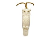 19x57mm Buffalo Bone Owl w/ Adjustable Hemp Cord