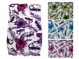 Floral & Gecko Assorted Color Rayon Sarong, 66/case, MOQ-6