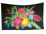 Hand Painted Tropical Flowers Sarong