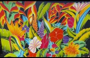 Hand Painted Tropical Leaves Sarong