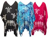 Floral Assorted Color Rayon Cover Up Poncho